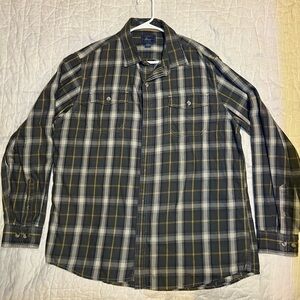 G.H. Bass & Co. Plaid Button-Up Shirt Gray/Yellow/White XL Long Sleeve Mens